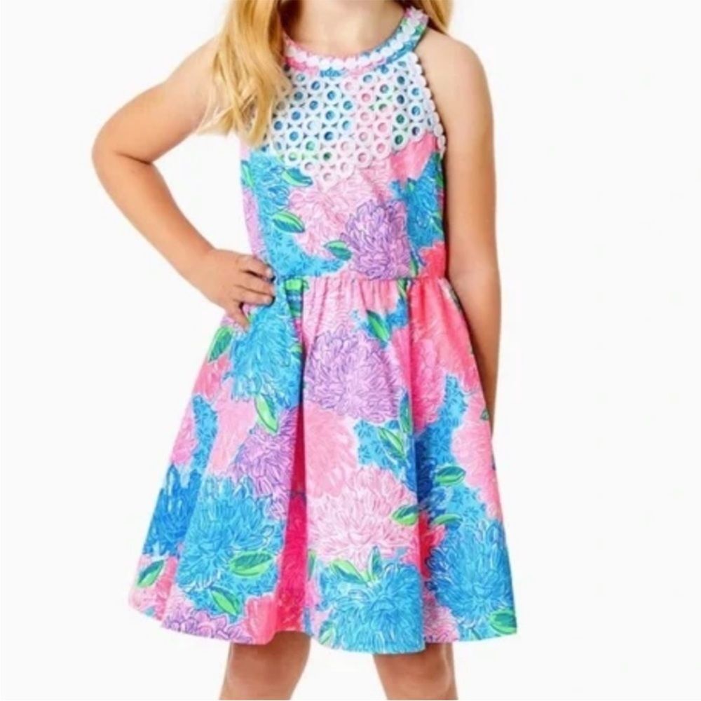 Lilly Pulitzer Little Kinley Dress in Multi Beach House Blooms Size 14